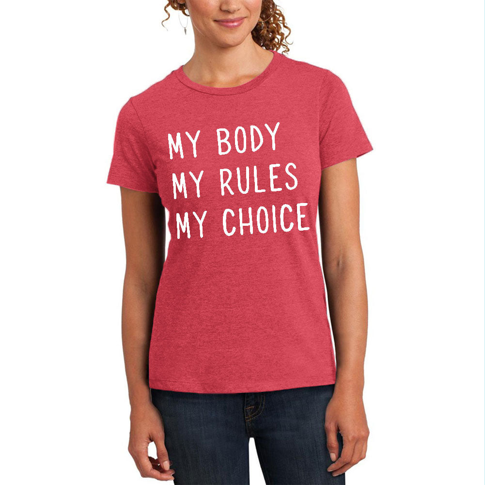 Feminism My Body My Rules My Choice Womens Soft T Shirt Women's T-Shirts Old Glory 2XL Heathered Watermelon 