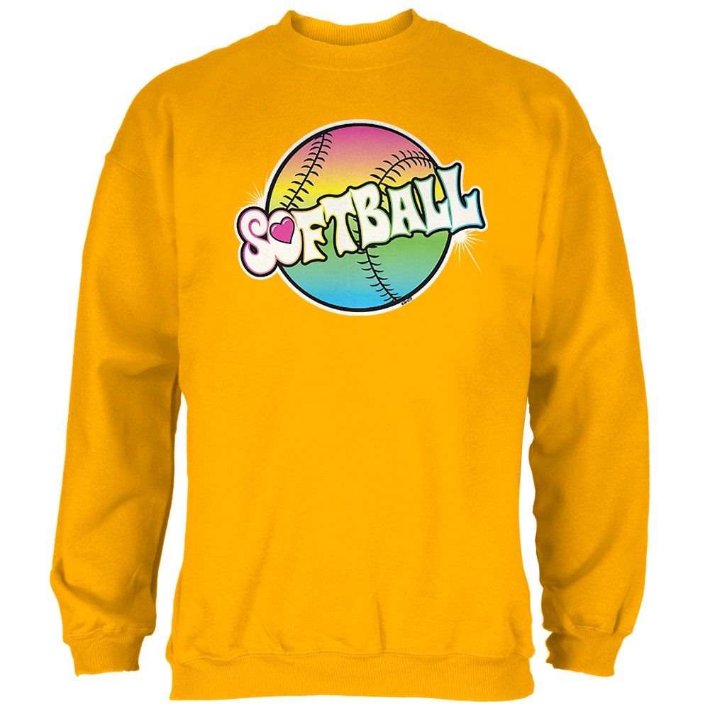 Rainbow Softball Neon Mens Sweatshirt Men's Sweatshirts Softball 2XL Gold 