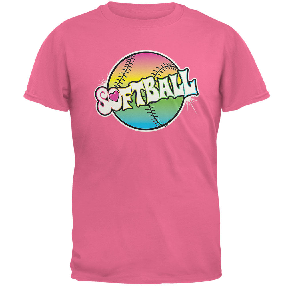 Rainbow Softball Neon Mens T Shirt Men's T-Shirts Softball 2XL Azalea 