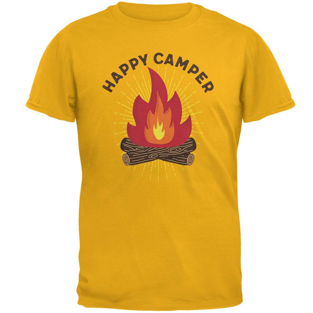 Hiking Happy Camper Campfire Mens T Shirt Men's T-Shirts Old Glory 2XL Yellow 