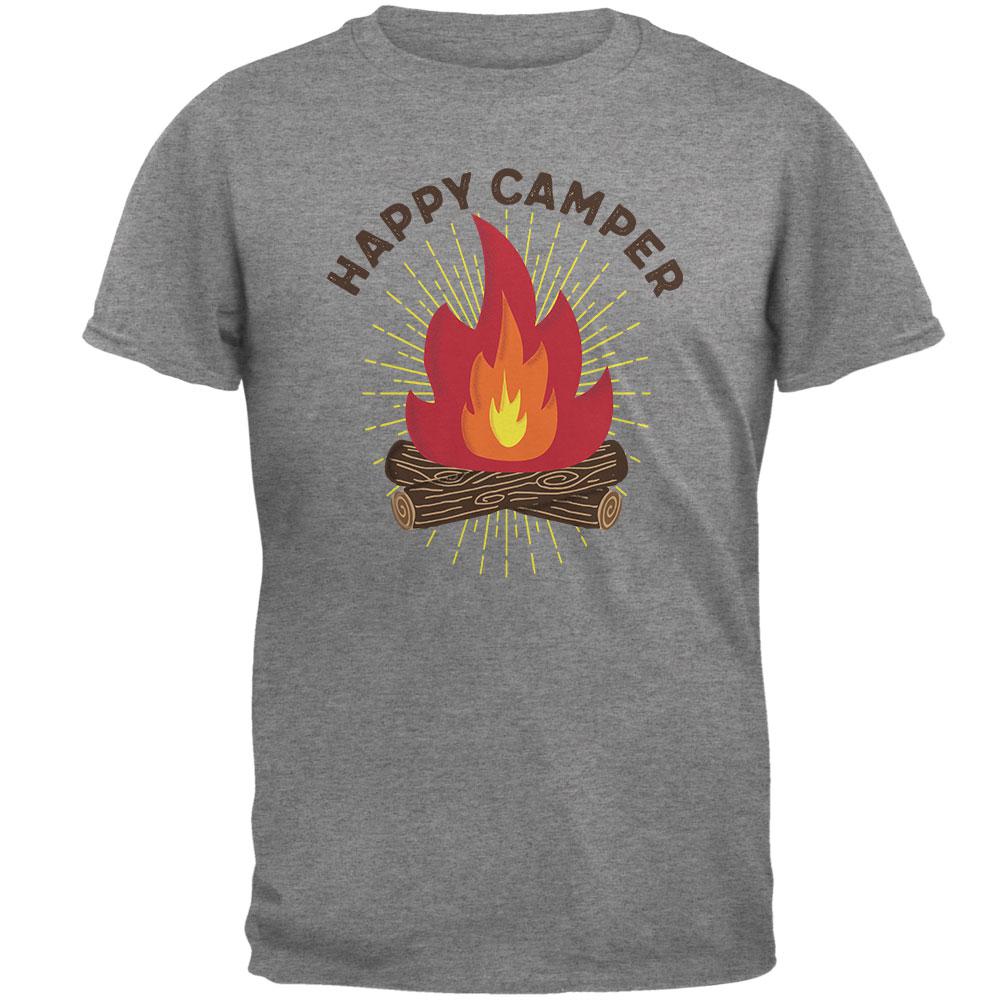 Hiking Happy Camper Campfire Mens T Shirt Men's T-Shirts Old Glory LG Grey 