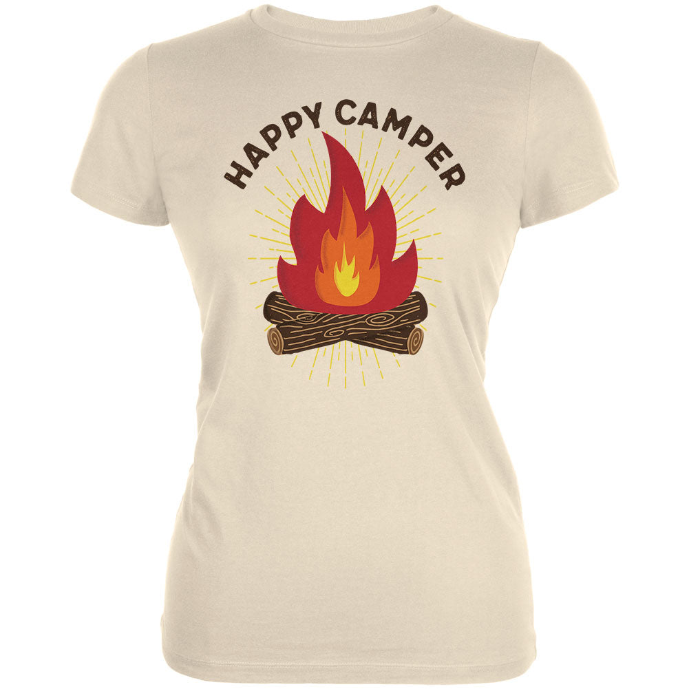 Hiking Happy Camper Campfire Juniors Soft T Shirt Juniors T-Shirts Old Glory 2XL Soft Cream 