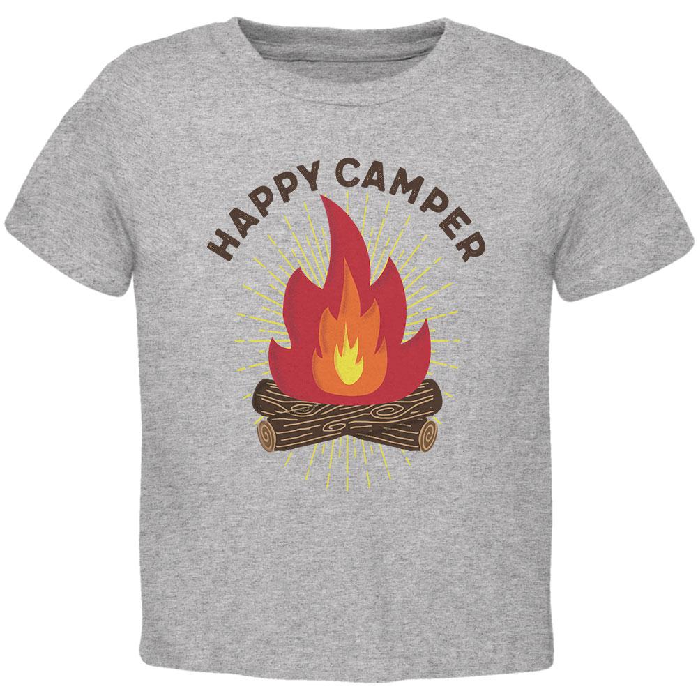 Hiking Happy Camper Campfire Toddler T Shirt Toddler T-Shirts Old Glory 2T Grey 