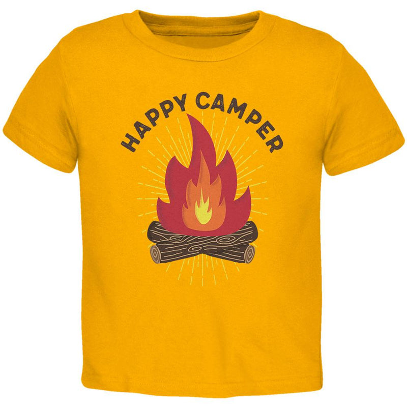 Hiking Happy Camper Campfire Toddler T Shirt Toddler T-Shirts Old Glory 2T Yellow 