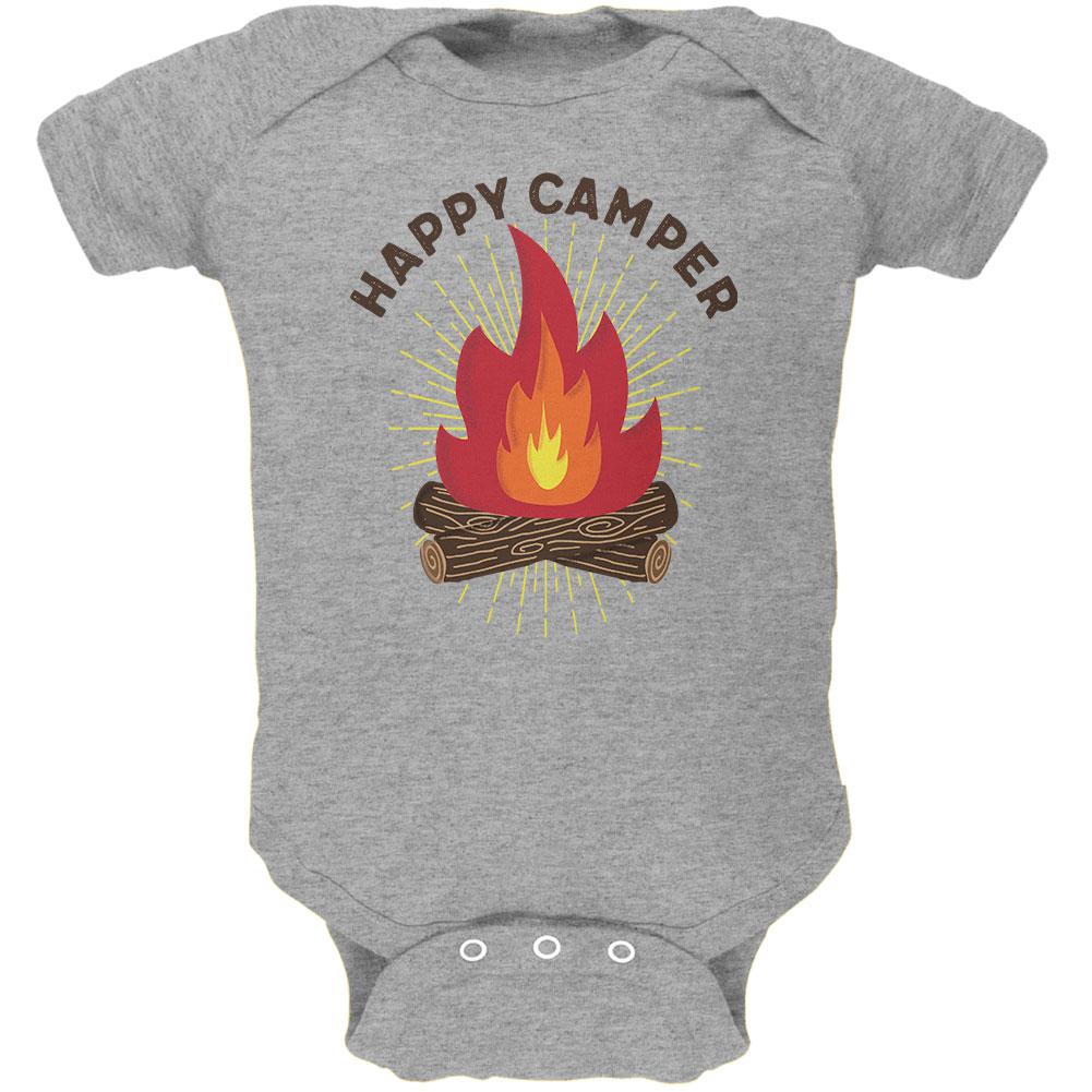 Hiking Happy Camper Campfire Soft Baby One Piece Baby One Piece Old Glory 0-3M Grey 