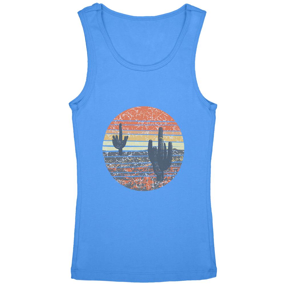 Vintage Cactus Sunset Youth Girls Tank Top Youth Tank Tops Old Glory LG Blue 