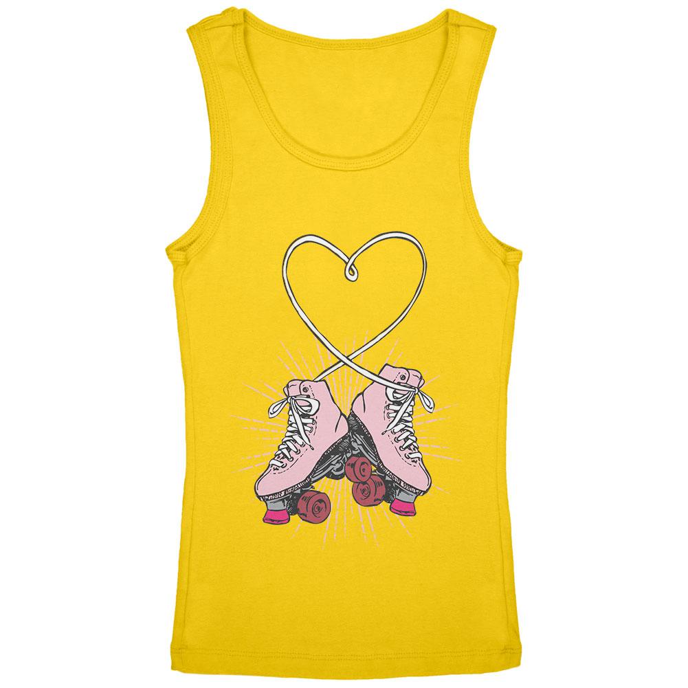 Roller Skate Heart Youth Girls Tank Top Youth Tank Tops Old Glory LG Yellow 