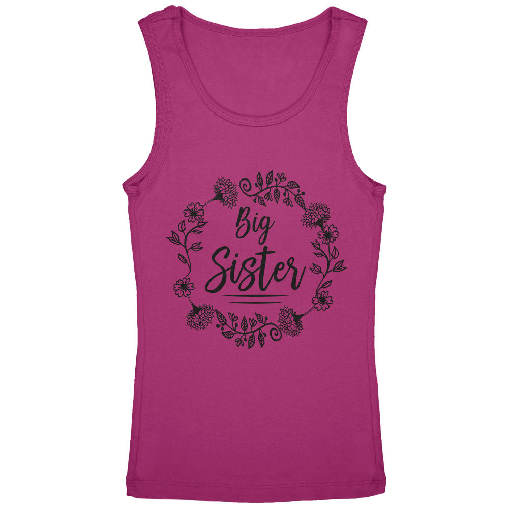 Big Sister Flower Wreaths Youth Girls Tank Top Youth Tank Tops Old Glory YLG Bright Berry 