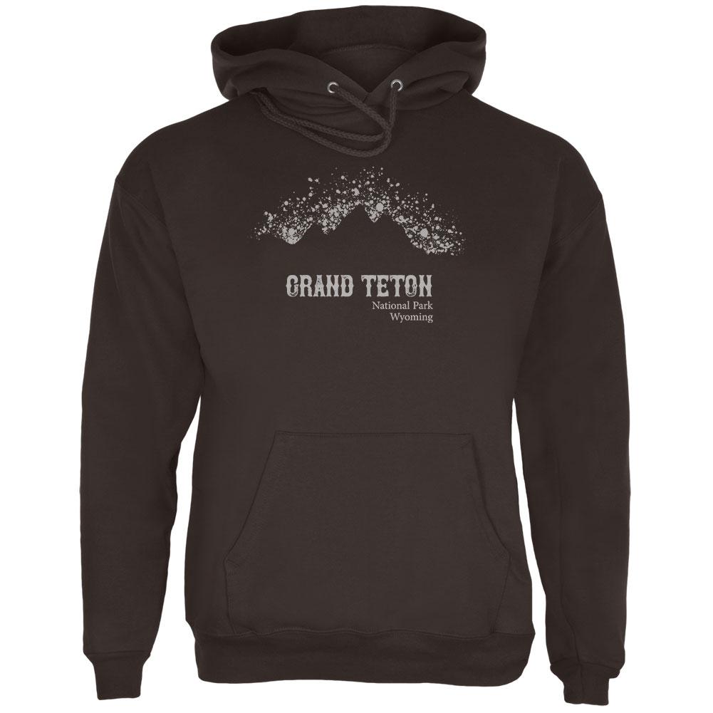 National Parks Grand Teton Mountain Splatter Mens Hoodie Men's Hoodies Old Glory 2XL Brown 