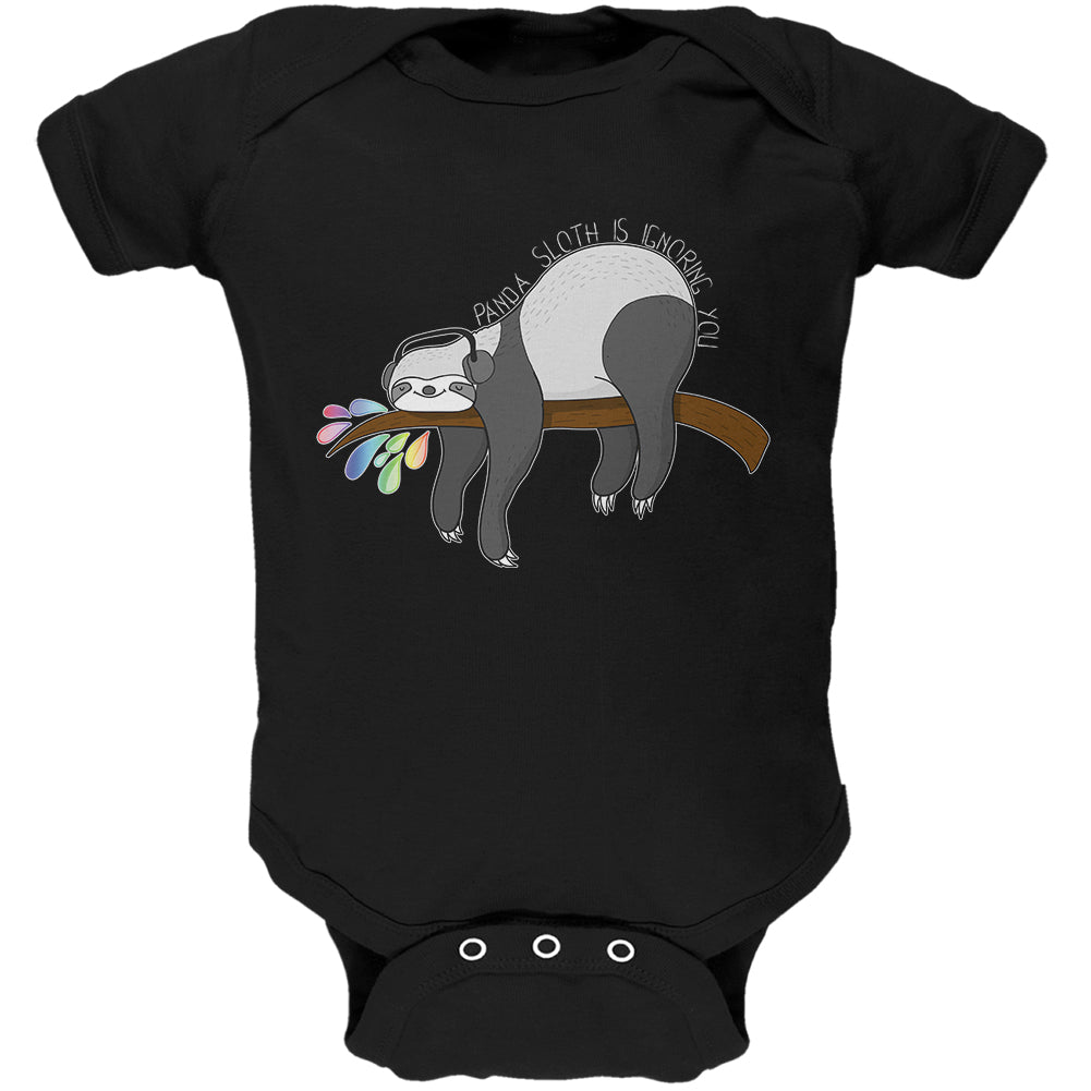 Panda Sloth is Ignoring You Soft Baby One Piece Baby One Piece Old Glory 0-3M Black 