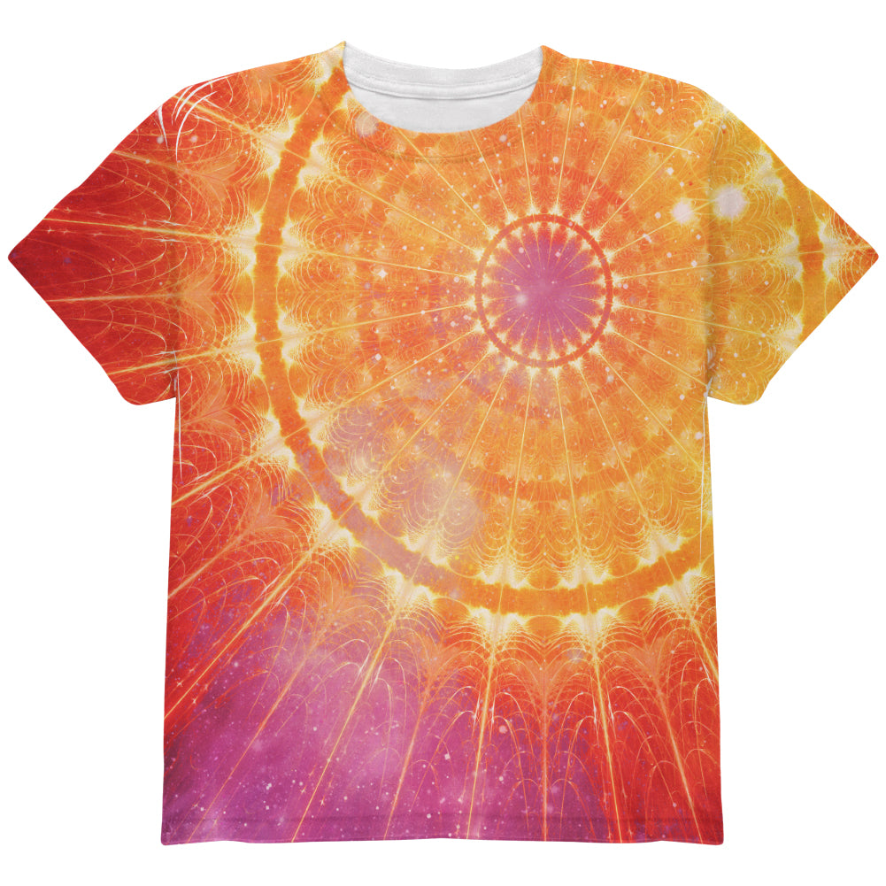 Celestial Cathedral Fractal Mandala All Over Youth T Shirt Youth T-Shirts global YLG Multi 