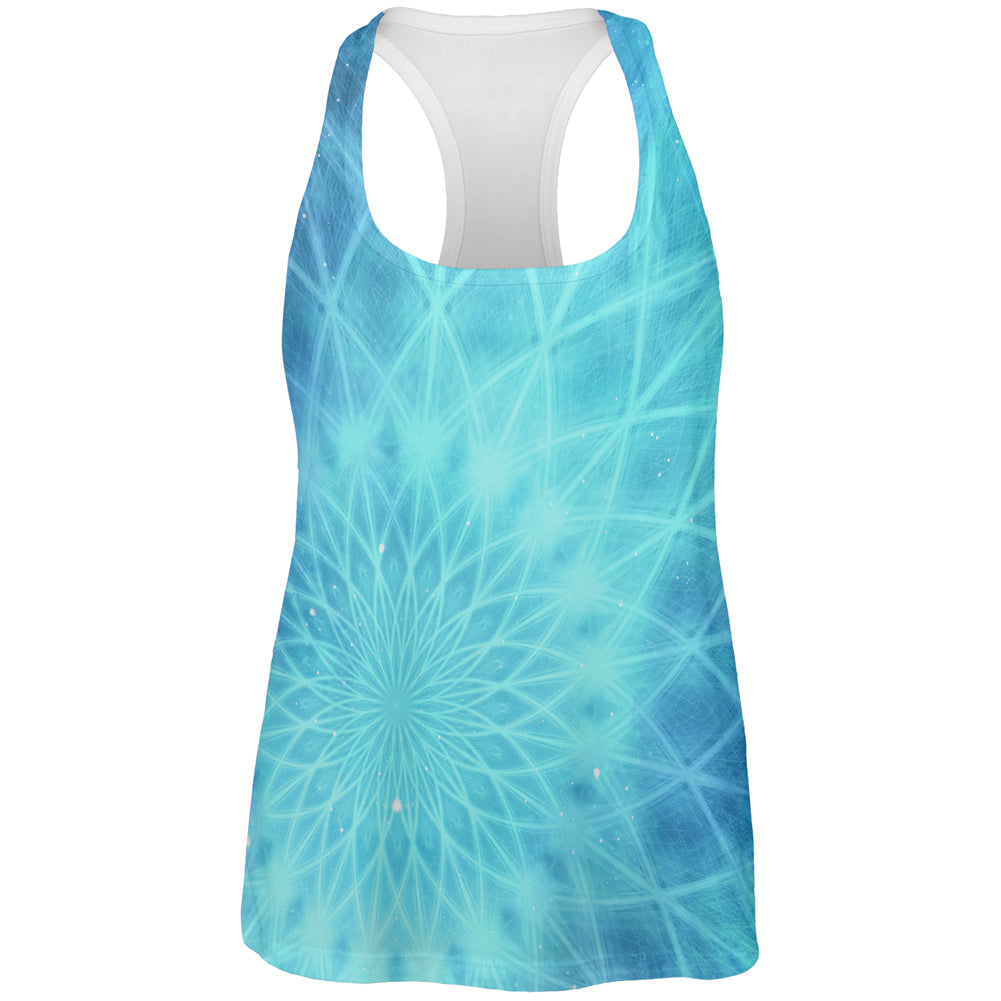 Jack Frost Snowflake Fractal Mandala All Over Womens Work Out Tank Top Women's Tank Tops global 2XL Multi 