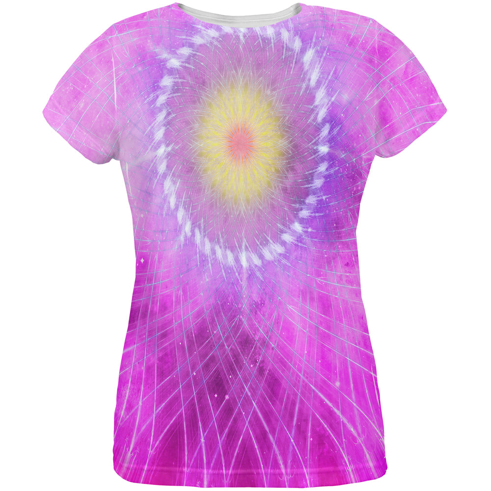 Rum Runner Hibiscus Fractal Mandala All Over Womens T Shirt Women's T-Shirts global LG Multi 