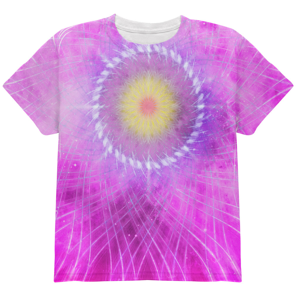 Rum Runner Hibiscus Fractal Mandala All Over Youth T Shirt Youth T-Shirts global YLG Multi 