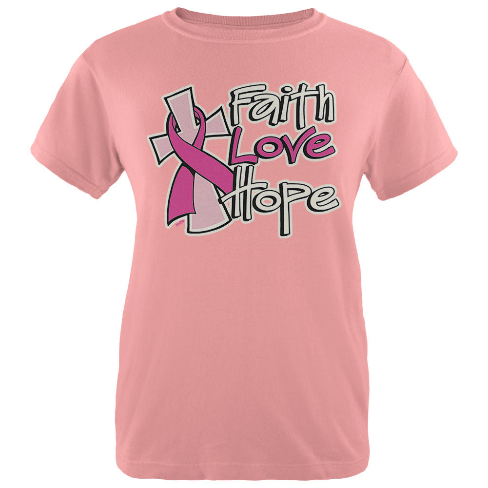 Faith Love Hope Womens T Shirt Women's T-Shirts Old Glory LG Pink 