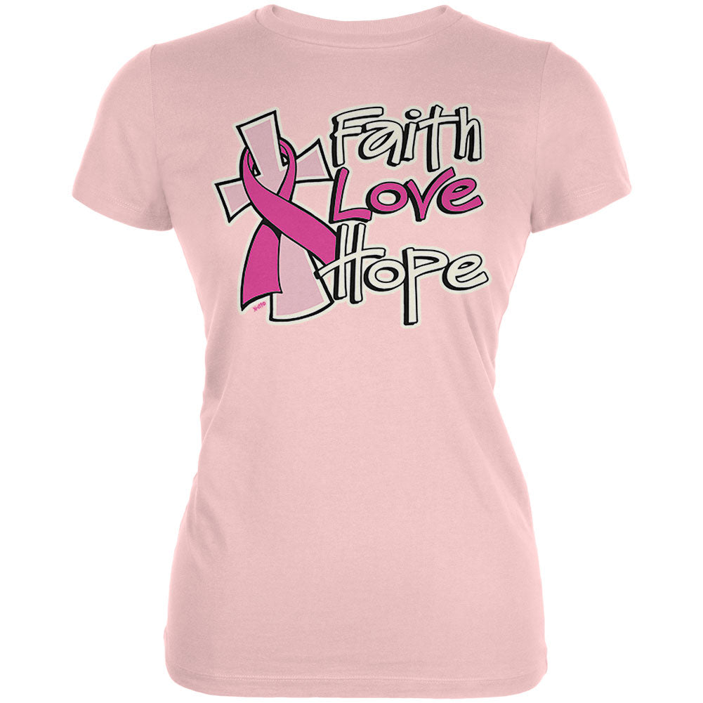 Faith Love Hope Juniors Soft T Shirt Juniors T-Shirts Old Glory 2XL Blush Pink 