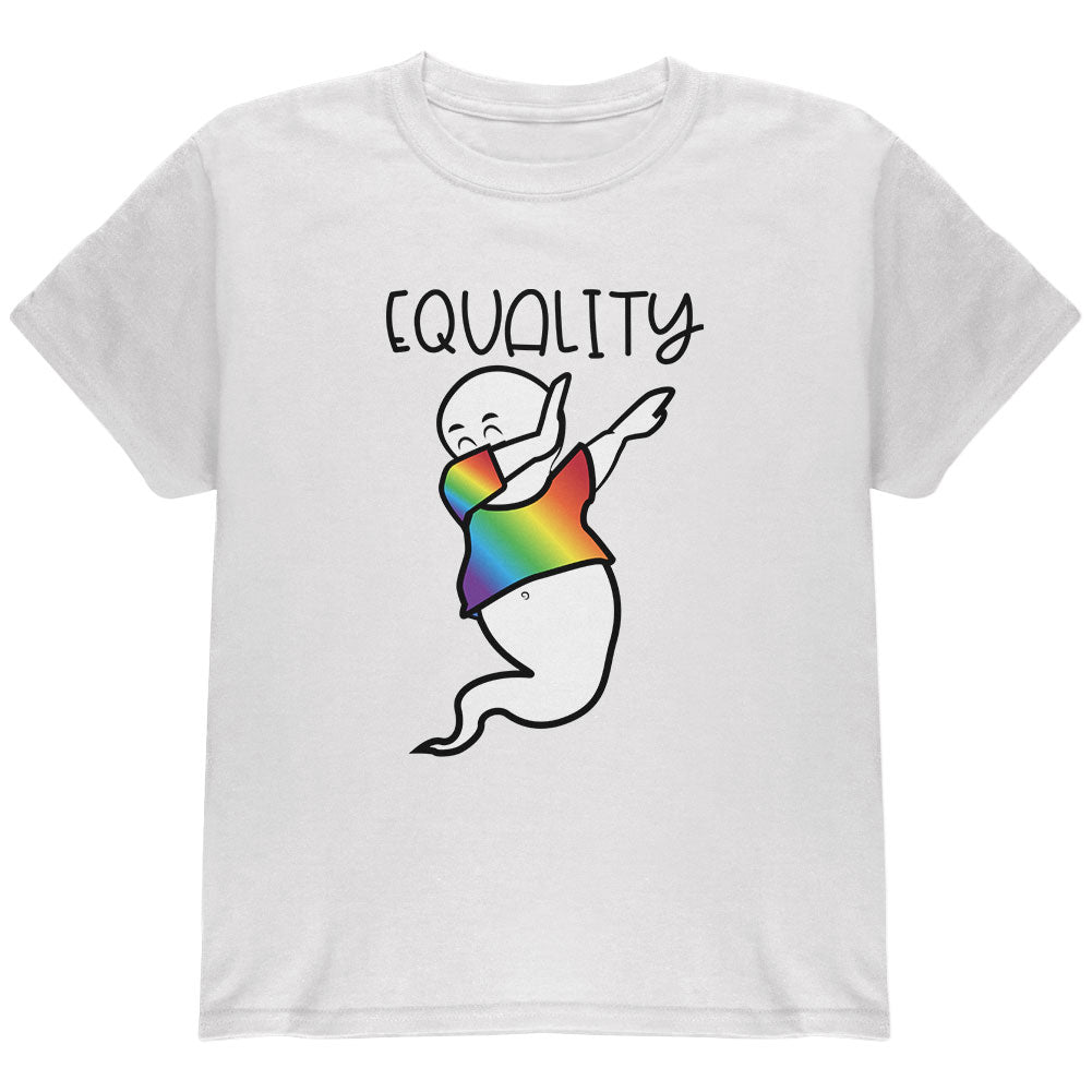 LGBTQ Dabbing Gay Ghost Pride Equality Youth T Shirt Youth T-Shirts LGBT YLG White 