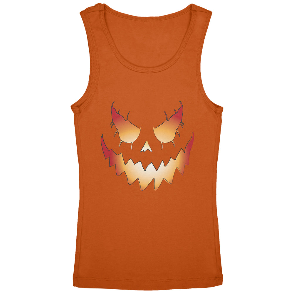 Halloween Evil Jack-O-Lantern Pumpkin Youth Girls Tank Top Youth Tank Tops Old Glory YLG Pumpkin 