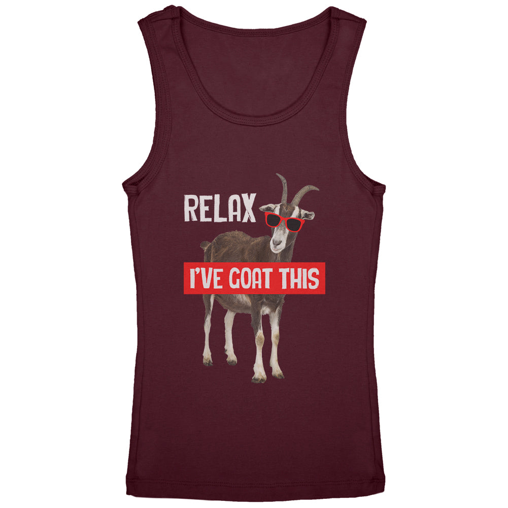 Relax I've Goat Got This Youth Girls Tank Top Youth Tank Tops Old Glory YLG Burgundy 