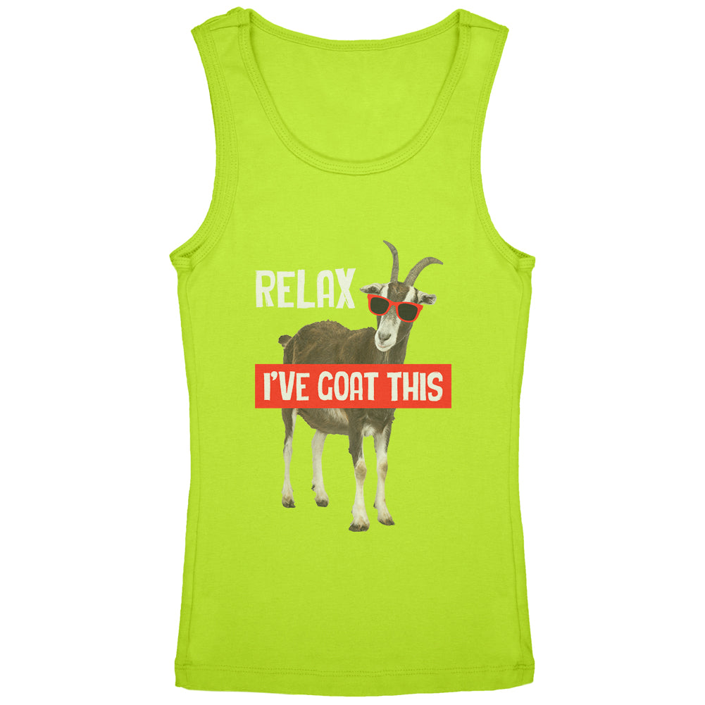 Relax I've Goat Got This Youth Girls Tank Top Youth Tank Tops Old Glory YLG Lime 