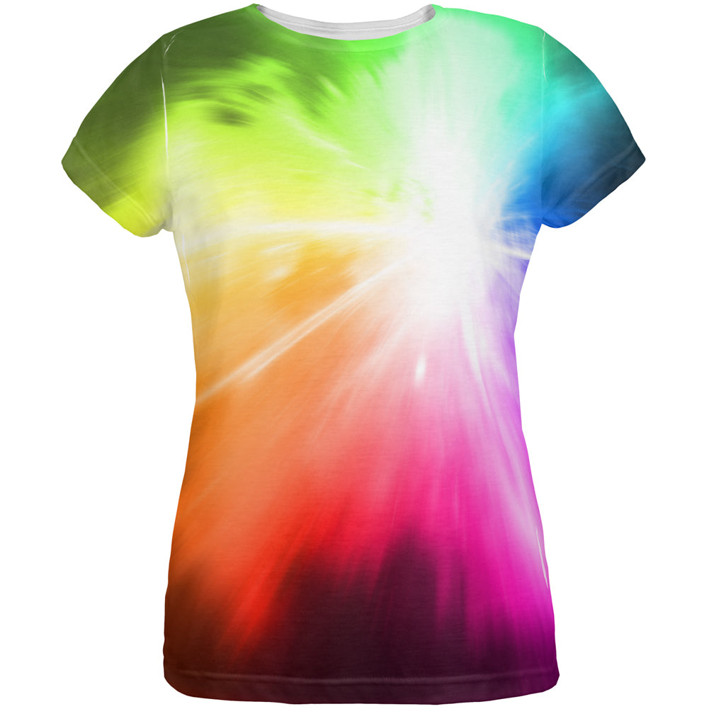 White Light Raver Rainbow All Over Womens T Shirt Women's T-Shirts Old Glory 2XL Multi 