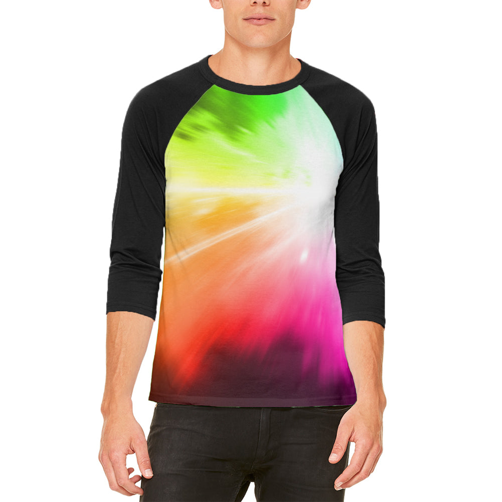 White Light Raver Rainbow Mens Raglan T Shirt Men's Raglans Old Glory 2XL White-Black 