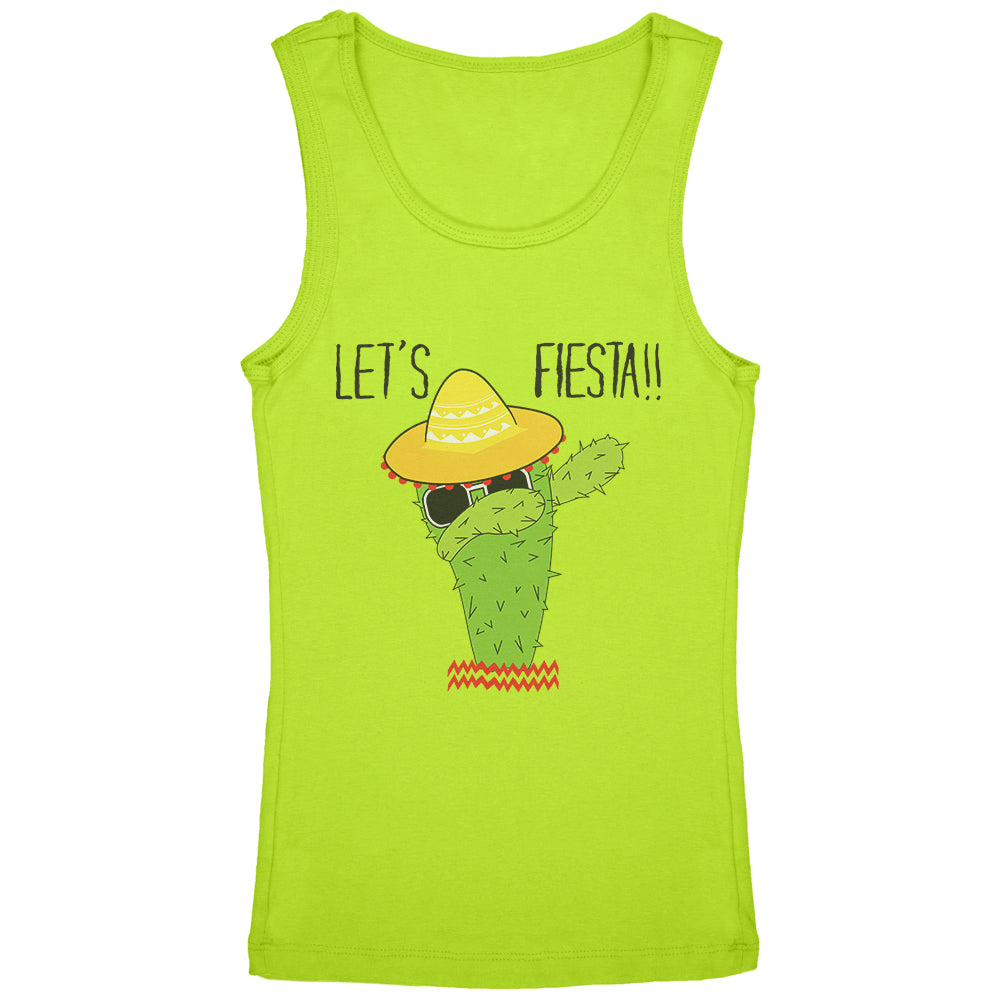 Cinco De May Cactus Let's Fiesta Party Youth Girls Tank Top Youth Tank Tops Old Glory YLG Green 