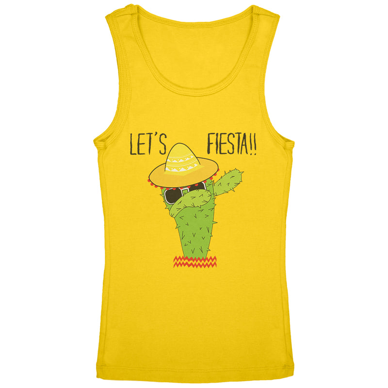 Cinco De May Cactus Let's Fiesta Party Youth Girls Tank Top Youth Tank Tops Old Glory YLG Yellow 