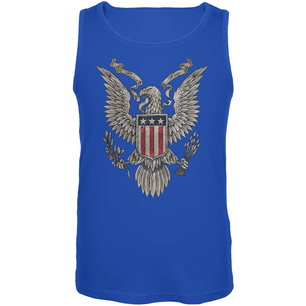 4th July Born Free Vintage American Bald Eagle Mens Tank Top Men's Tank Tops 4th of July 2XL Royal 