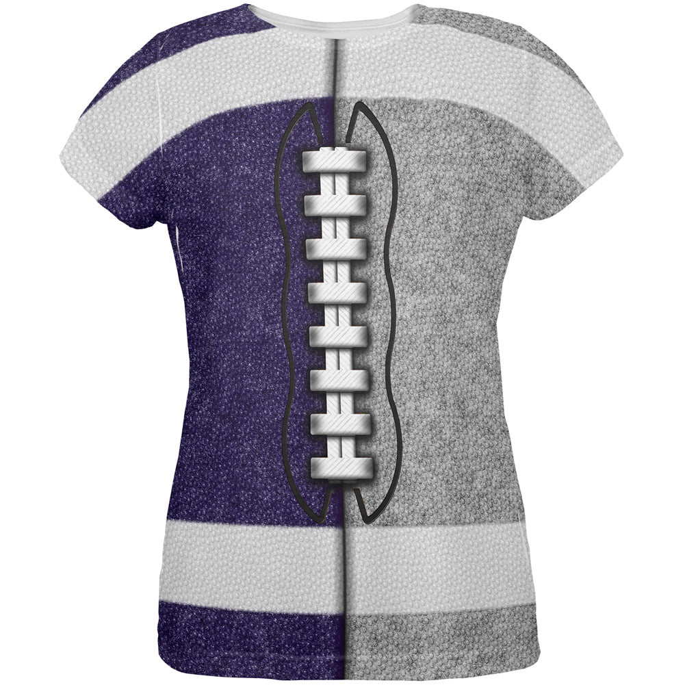 Fantasy Football Team Navy and Grey All Over Womens T Shirt Women's T-Shirts Old Glory LG Multi 