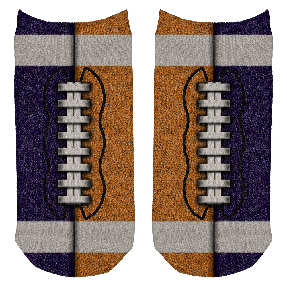 Fantasy Football Team Navy and Orange All Over Adult Ankle Socks Men's Socks Old Glory OS Multi 