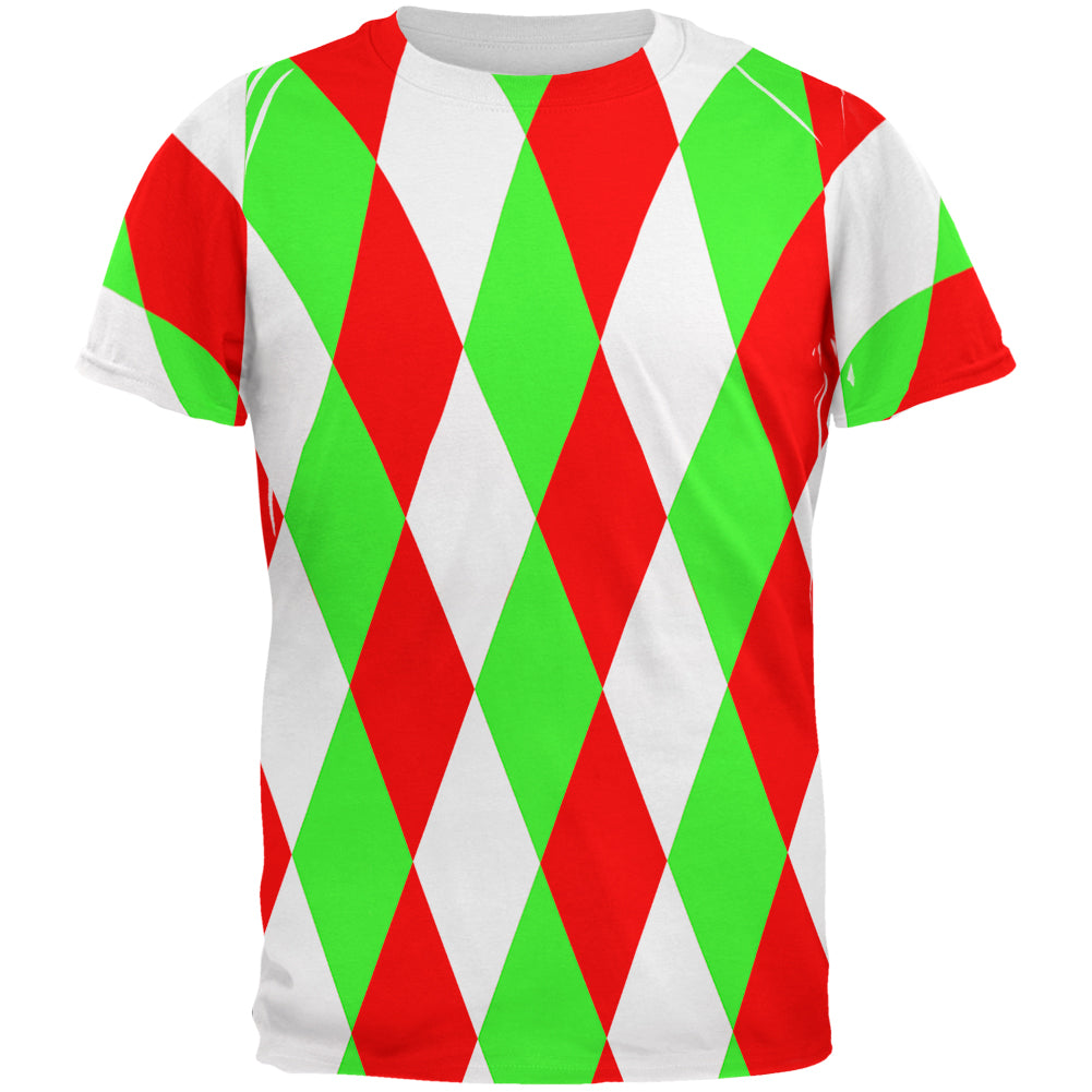 Christmas Jester Harlequin Costume All Over Mens T Shirt Men's T-Shirts Old Glory 2XL Multicolored 