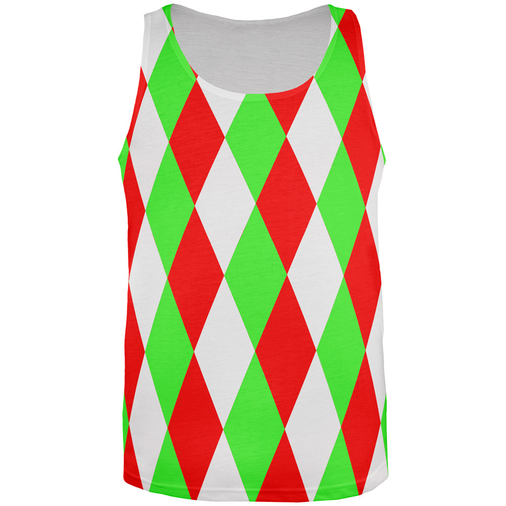 Christmas Jester Harlequin Costume All Over Mens Tank Top Men's Tank Tops Old Glory 2XL Multicolored 