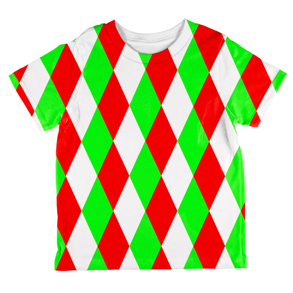 Christmas Jester Harlequin Costume All Over Toddler T Shirt Toddler T-Shirts Old Glory 2T Multicolored 