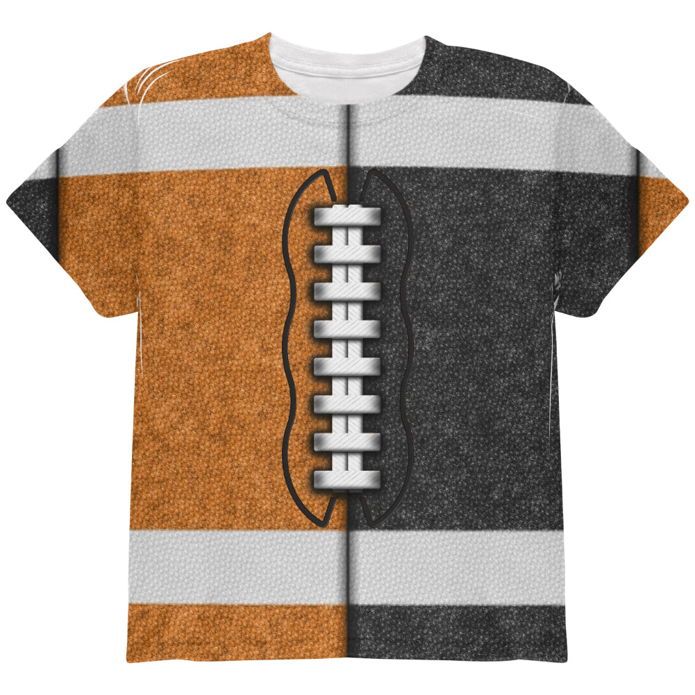 Fantasy Football Team Orange and Black All Over Youth T Shirt Youth T-Shirts Old Glory YLG Multi 