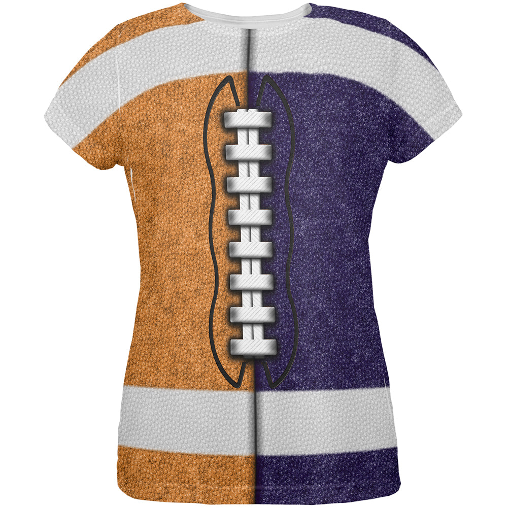 Fantasy Football Team Orange and Navy All Over Womens T Shirt Women's T-Shirts Old Glory LG Multi 