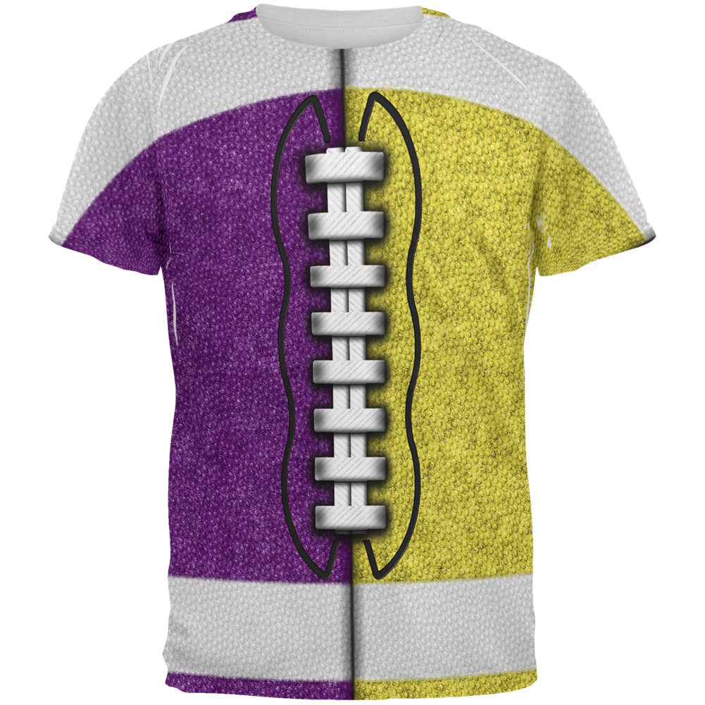 Fantasy Football Team Purple and Yellow All Over Mens T Shirt Men's T-Shirts Old Glory 2XL Multi 