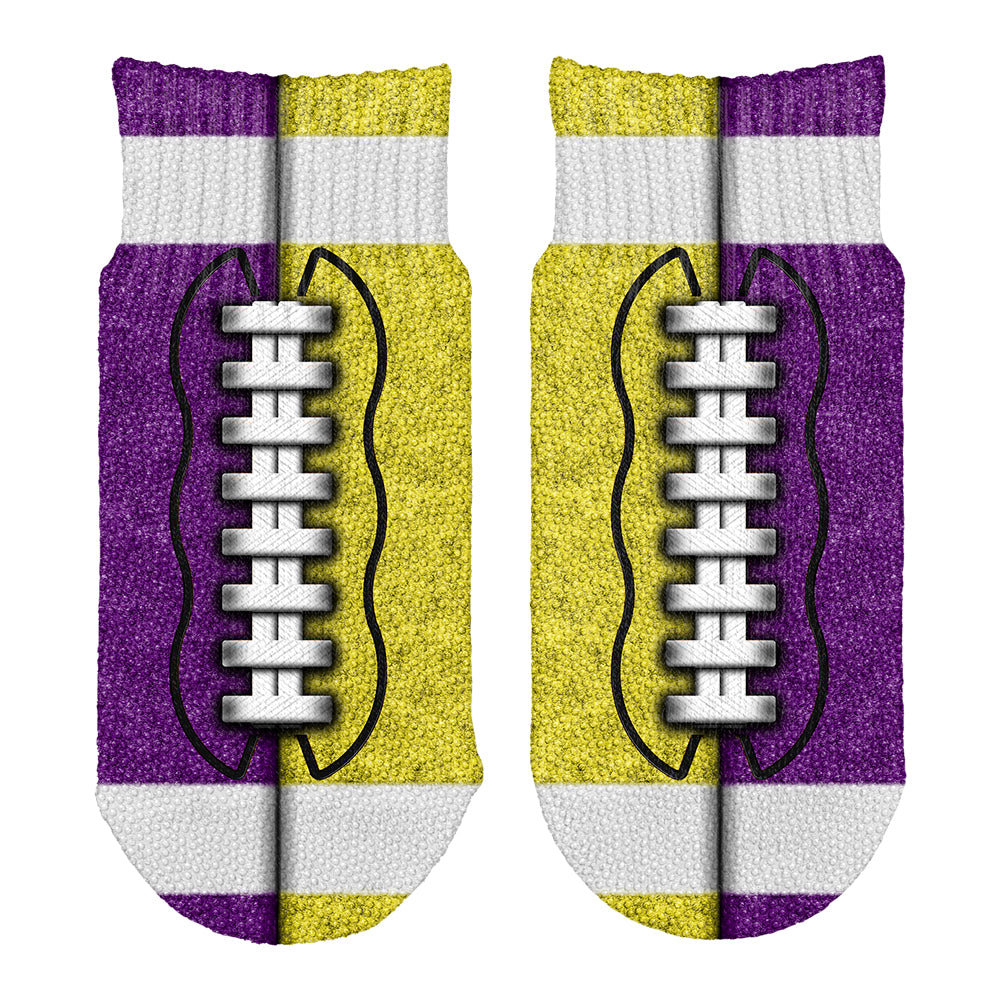 Fantasy Football Team Purple and Yellow All Over Toddler Ankle Socks Toddler Socks Old Glory OS Multi 