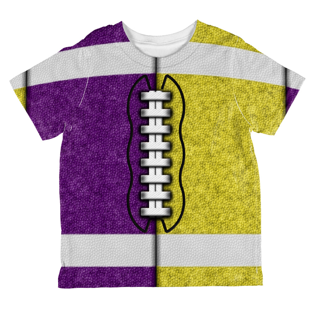 Fantasy Football Team Purple and Yellow All Over Toddler T Shirt Toddler T-Shirts Old Glory 2T Multi 