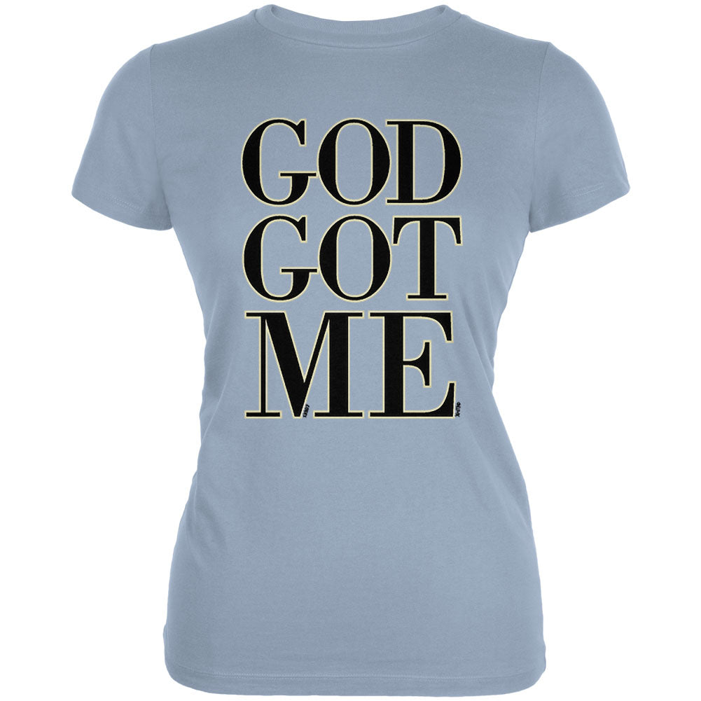 God Got Me Juniors Soft T Shirt Juniors T-Shirts Old Glory LG Blue 