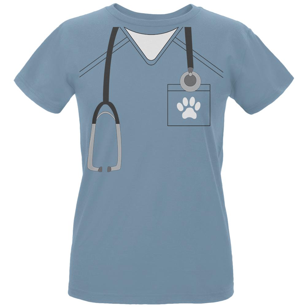 Halloween Vet Veterinarian Scrubs Costume Womens Organic T Shirt Women's T-Shirts Old Glory LG Blue 