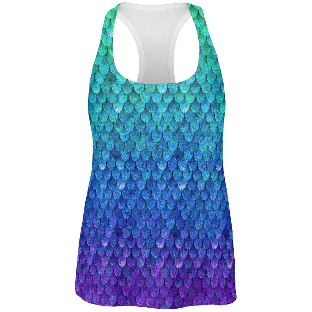 Halloween Costume Mermaid Scales Costume All Over Womens Work Out Tank Top Women's Tank Tops Old Glory 2XL Multi 