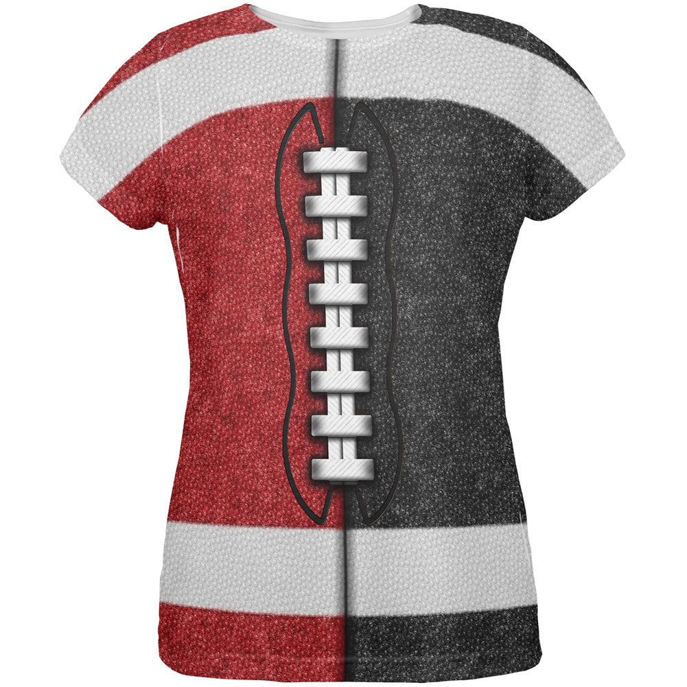 Fantasy Football Team Red and Black All Over Womens T Shirt Women's T-Shirts Old Glory LG Multi 