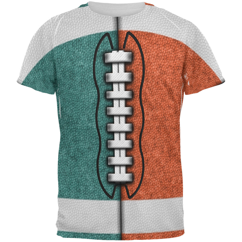 Fantasy Football Team Teal and Orange All Over Mens T Shirt Men's T-Shirts Old Glory 2XL Multi 