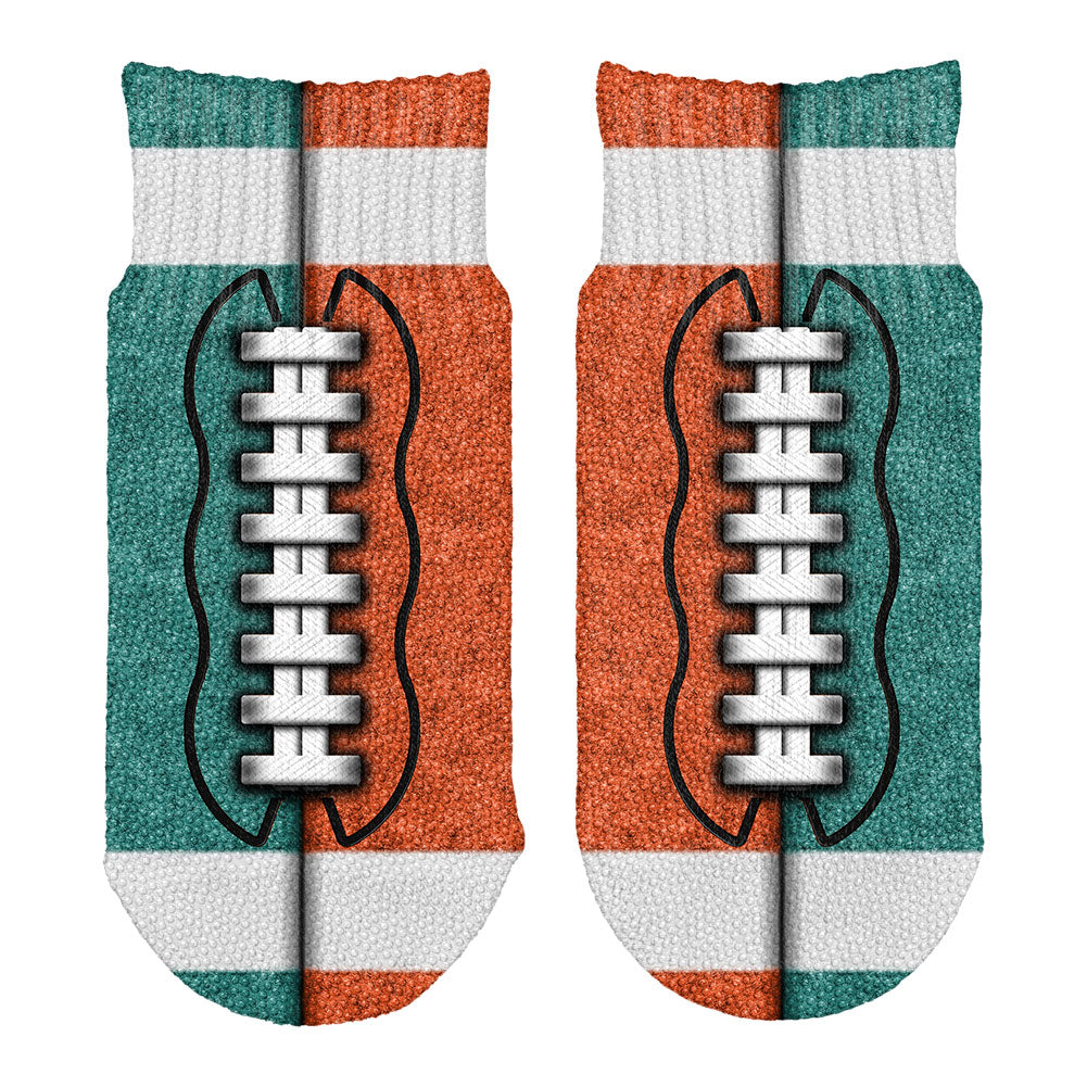 Fantasy Football Team Teal and Orange All Over Toddler Ankle Socks Toddler Socks Old Glory OS Multi 