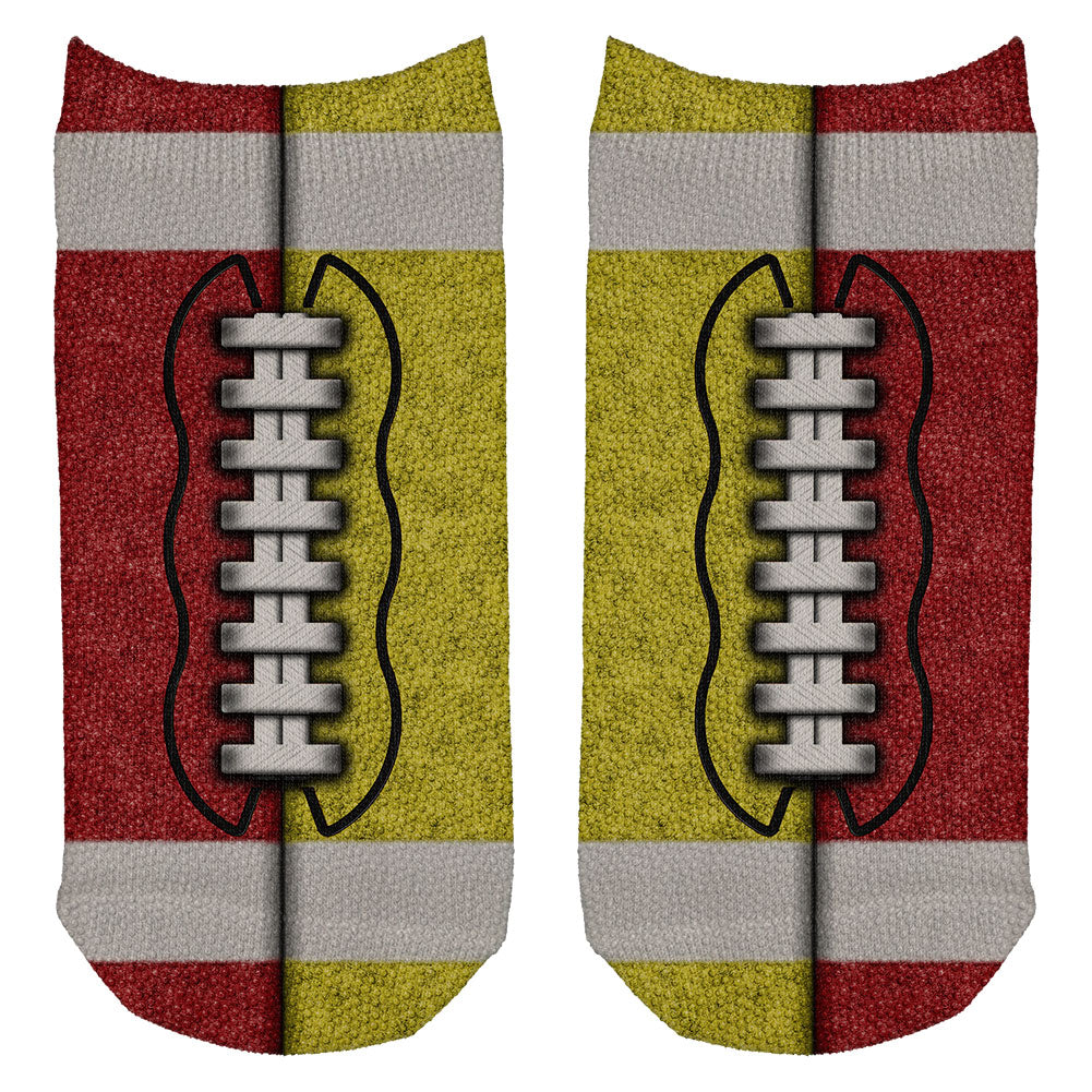 Fantasy Football Team Red and Yellow All Over Adult Ankle Socks Socks Old Glory OS Multi 