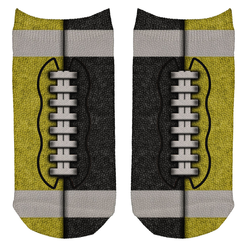 Fantasy Football Team Yellow and Black All Over Adult Ankle Socks Men's Socks Old Glory OS Multi 