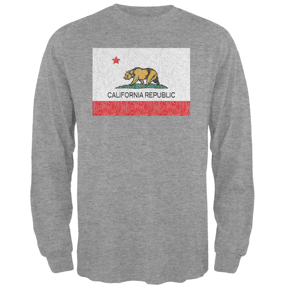 California Republic Bear Mens Long Sleeve T Shirt Men's Long Sleeves Old Glory 2XL Grey 