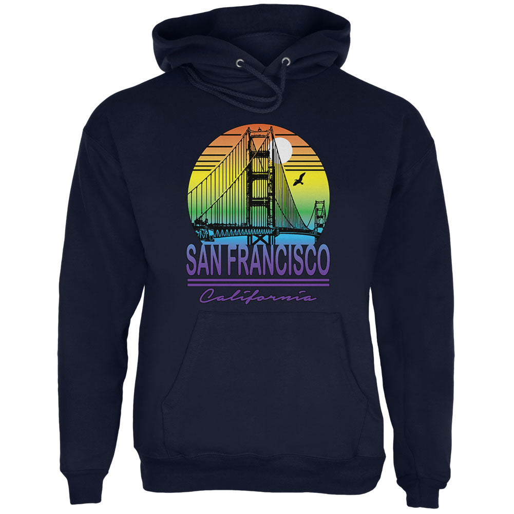 Bridge San Francisco California Rainbow Gradient Mens Hoodie Men's Hoodies Old Glory 2XL Navy 