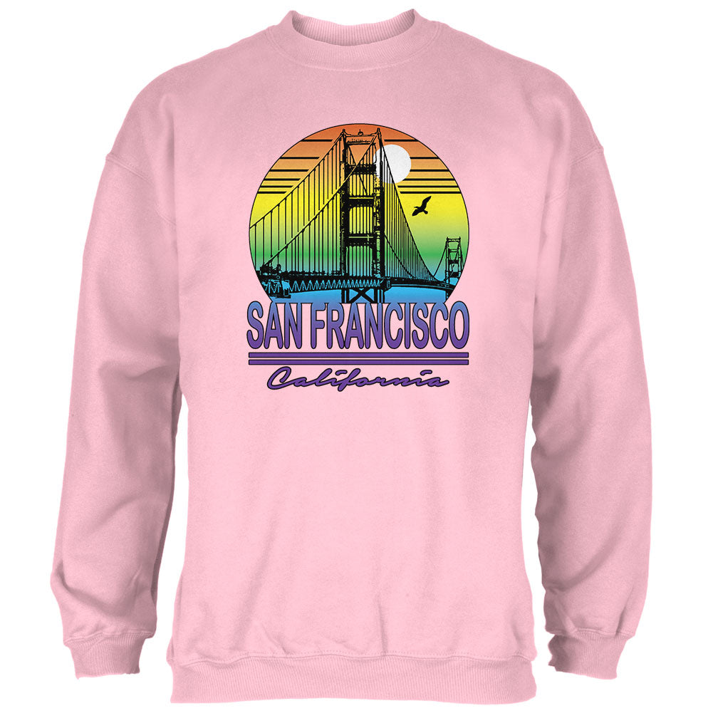 Bridge San Francisco California Rainbow Gradient Mens Sweatshirt Men's Sweatshirts Old Glory 2XL Pink 